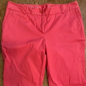TALBOTS salmon pink flat front the weekender ankle CROP roll hem flat front PANT